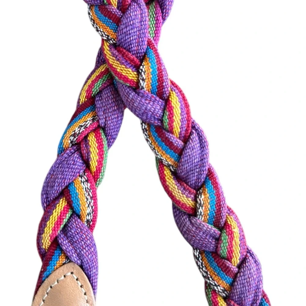 Artisan Guatemalan Textile Belt - Braided Design with Leather Trim Size M